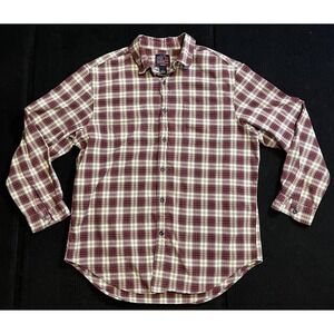 Vintage RL Ralph Lauren Shirt Mens Large Red Plaid 100% Cotton Button Front